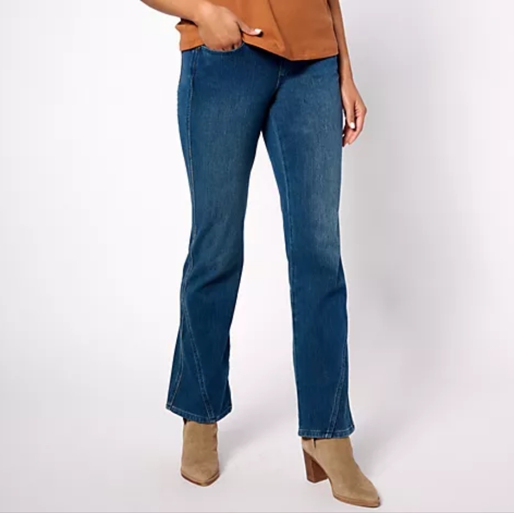 Belle by Kim Gravel straight boot cut Jeans Washed Indigo Flexibelle Diagonal
